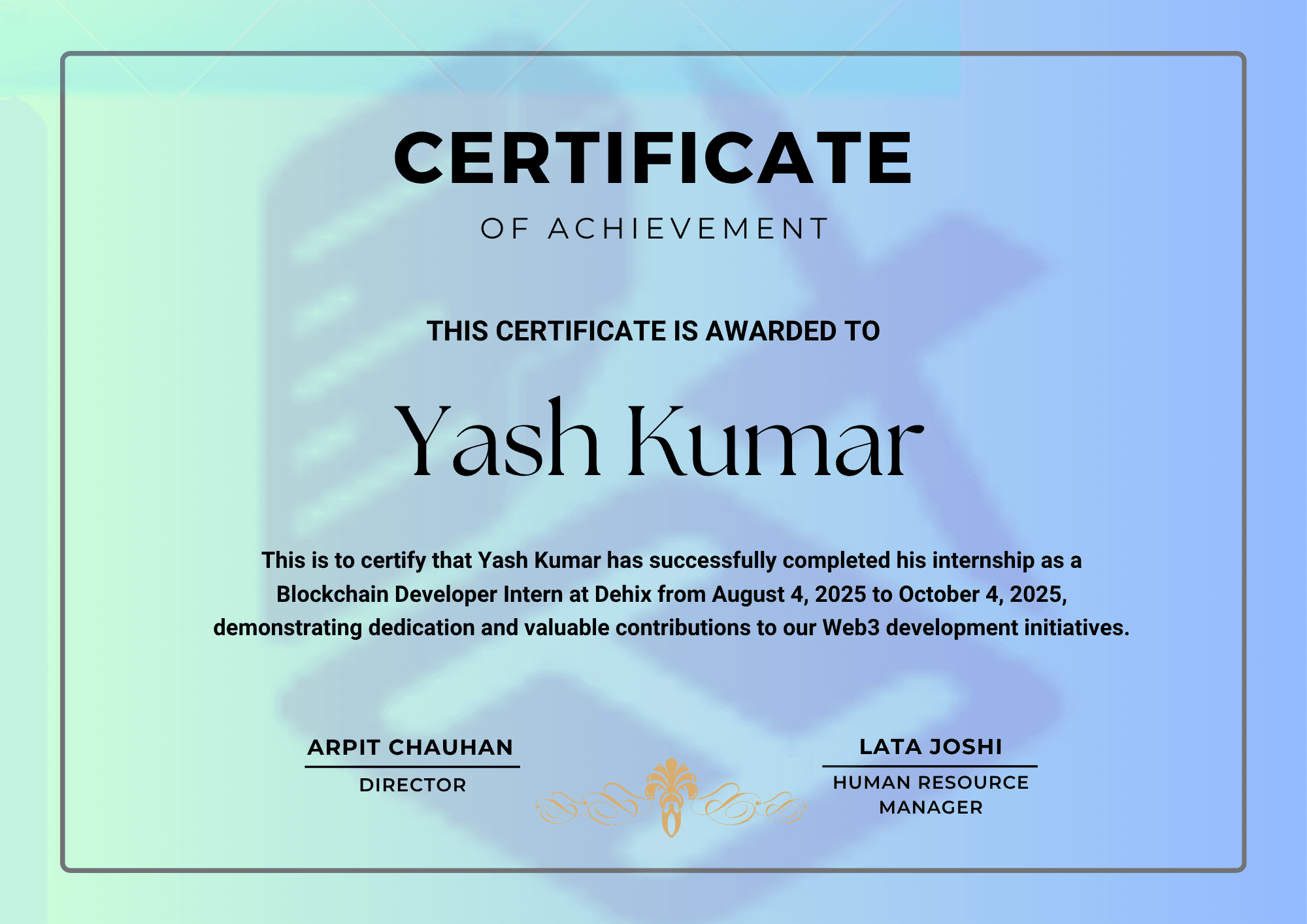 Blockchain Developer Intern